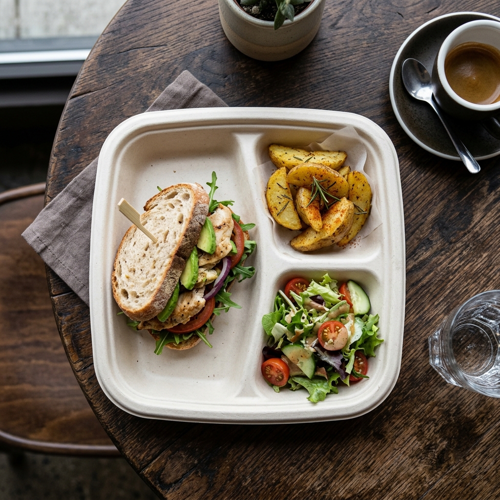 Square 3 Compartment Plate