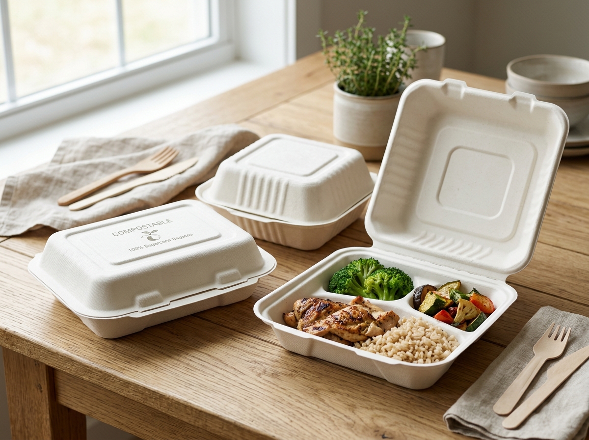 Sugarcane Bagasse Takeaway Clamshell Boxes 9x9 9x6 8x8 6x6